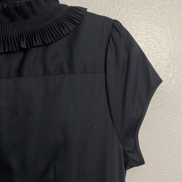 VTG Size   L Black Ruffle Whimsigoth Cottage Coquette Tie Waist Button Dress - Picture 8 of 11